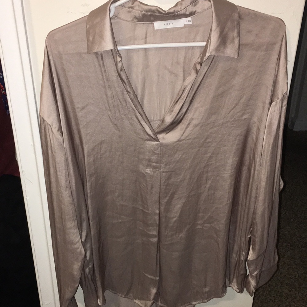 Rose/Champagne Satin Lush blouse US size LG